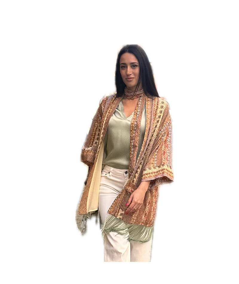 Donna kimono etnico frange