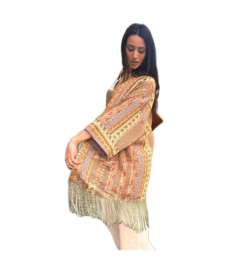 Donna kimono etnico frange